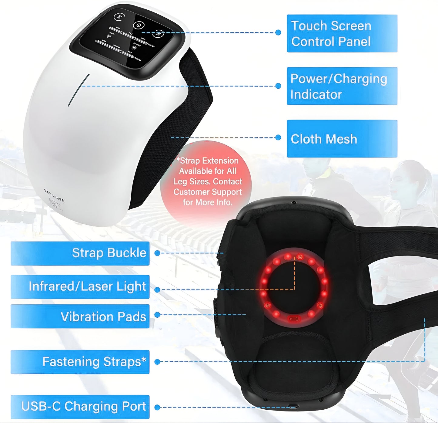 VibroHeat Knee Massager with Red Light Therapy